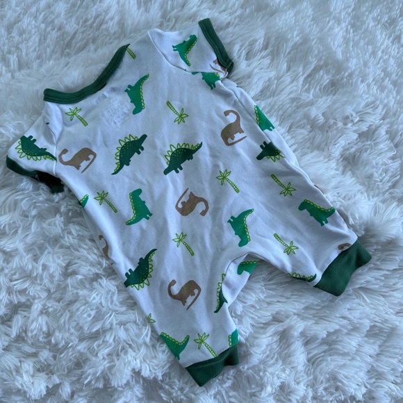 Okiedokie Dinosaur Short Sleeve Sleeper romper Jumpsuit Backward Upside Down Zip - Picture 5 of 5
